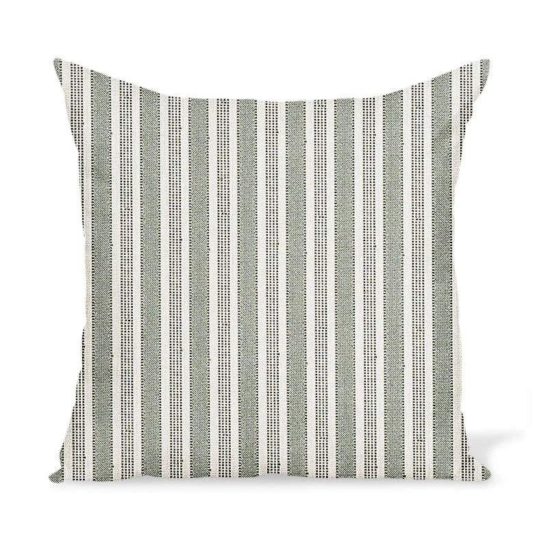 Peter Dunham Textiles Outdoor Amida in Green on Natural Pillow