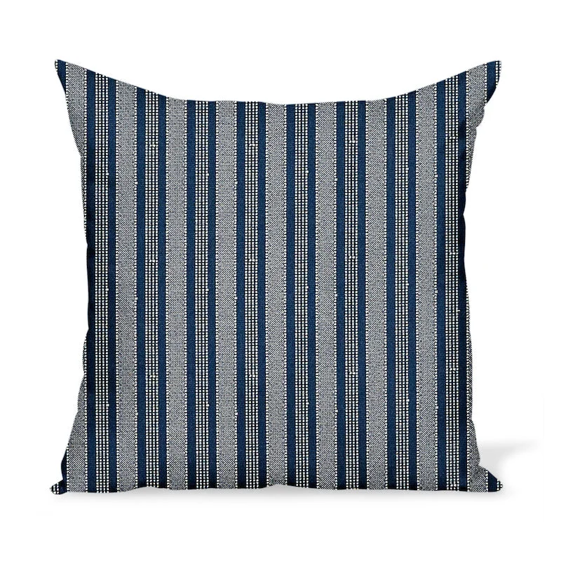 Peter Dunham Textiles Outdoor Amida in White on Indigo Pillow