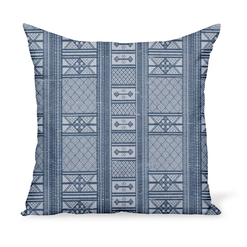 Peter Dunham Textiles Outdoor Masai in Indigo on Natural Pillow