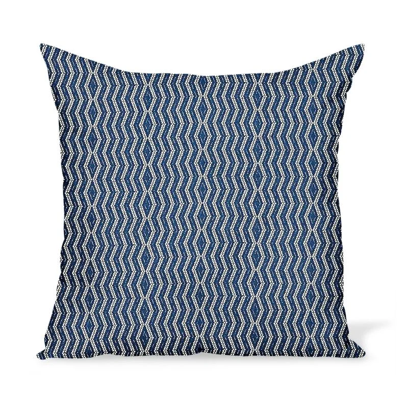 Peter Dunham Textiles Outdoor Persis in White on Indigo Pillow