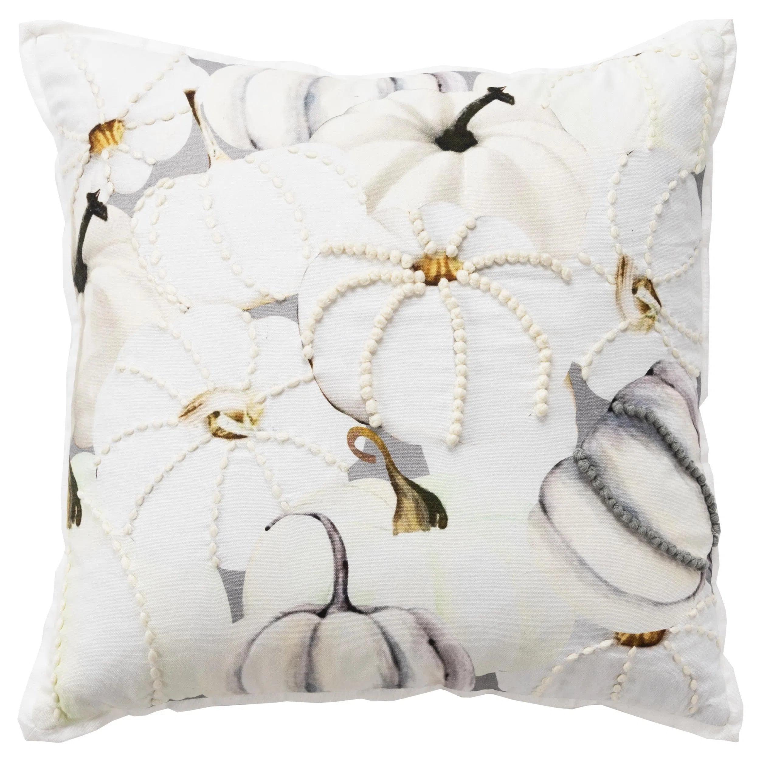 Thanksgiving Throw Pillow White Pumpkin Zia