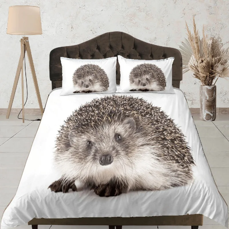 Porcupine Duvet Cover Set Cute Bedspread Dorm Bedding Set with Pillowcase, King Duvet Cover Full, Queen Duvet Comforter Bedding