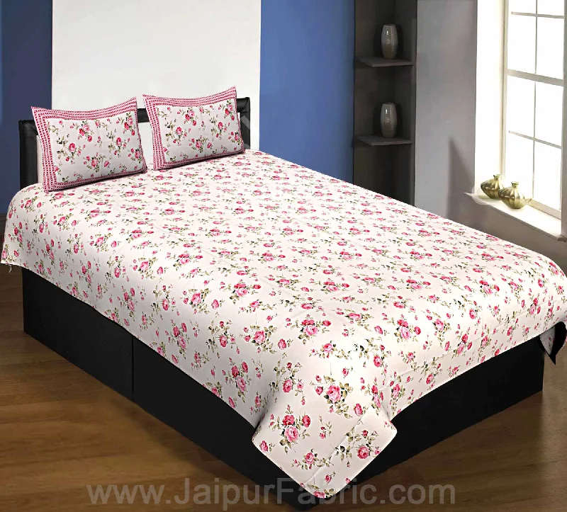 Pure Cotton 240 TC Single Bedsheet in cream seamless floral print taxable