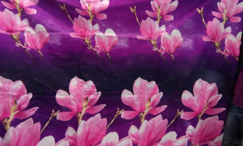 Purple Floral Print Cotton Single Bed Sheet