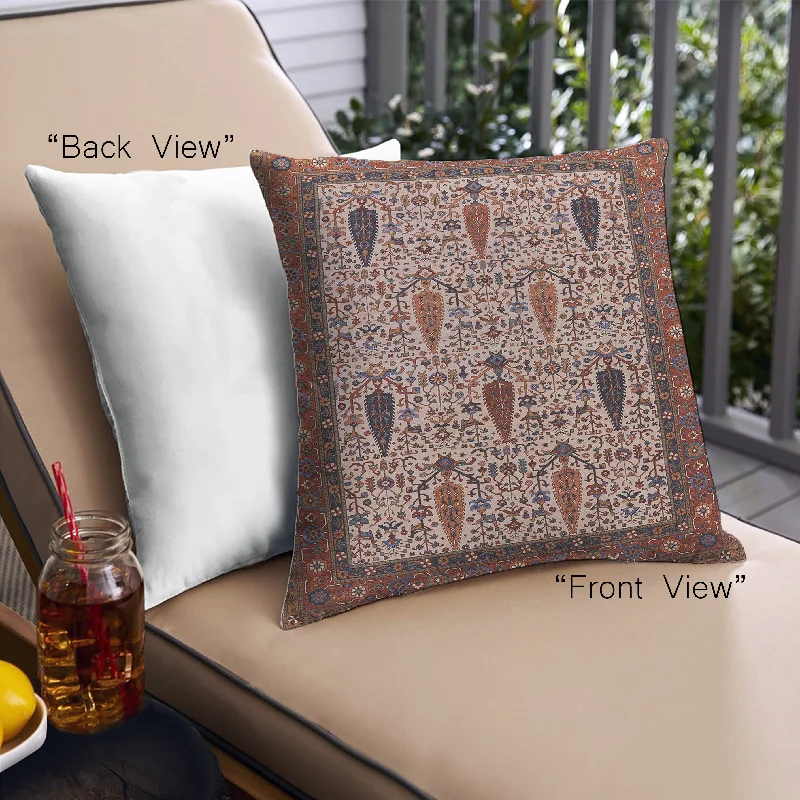 Mid-Century Modern Urban Indoor Outdoor Square Camel Brown Throw Pillow, 18 inch by 18 inch, pwurb2109