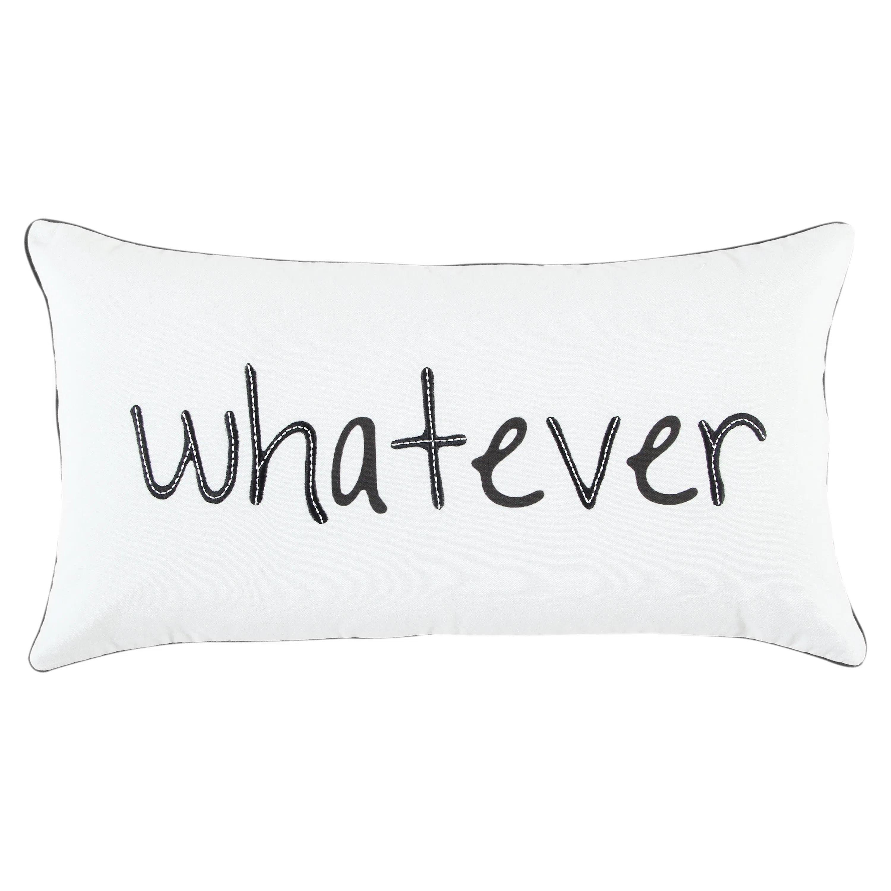 White Saba Words Fun Decorative Throw Pillows With Dawn Fill