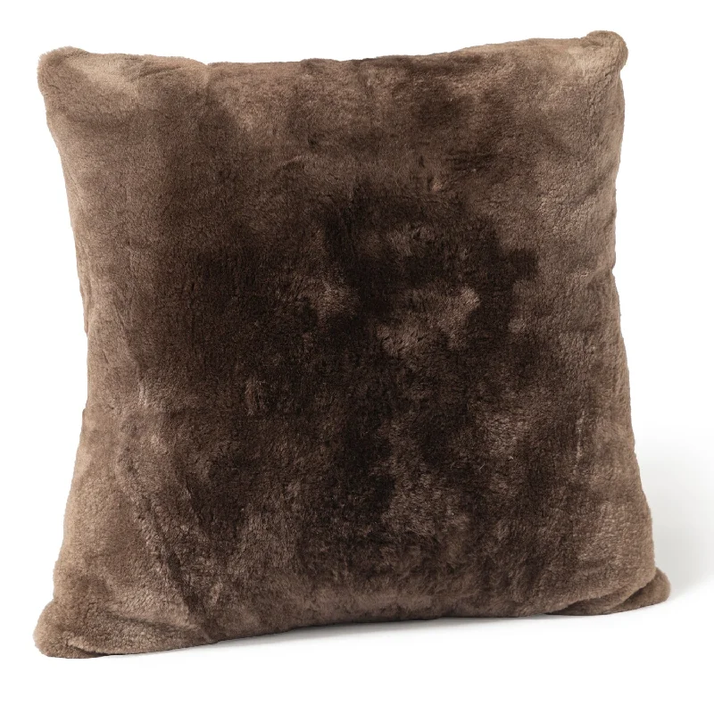 Castoro Sheared Beaver Fur and Cashmere Pillow- Brown