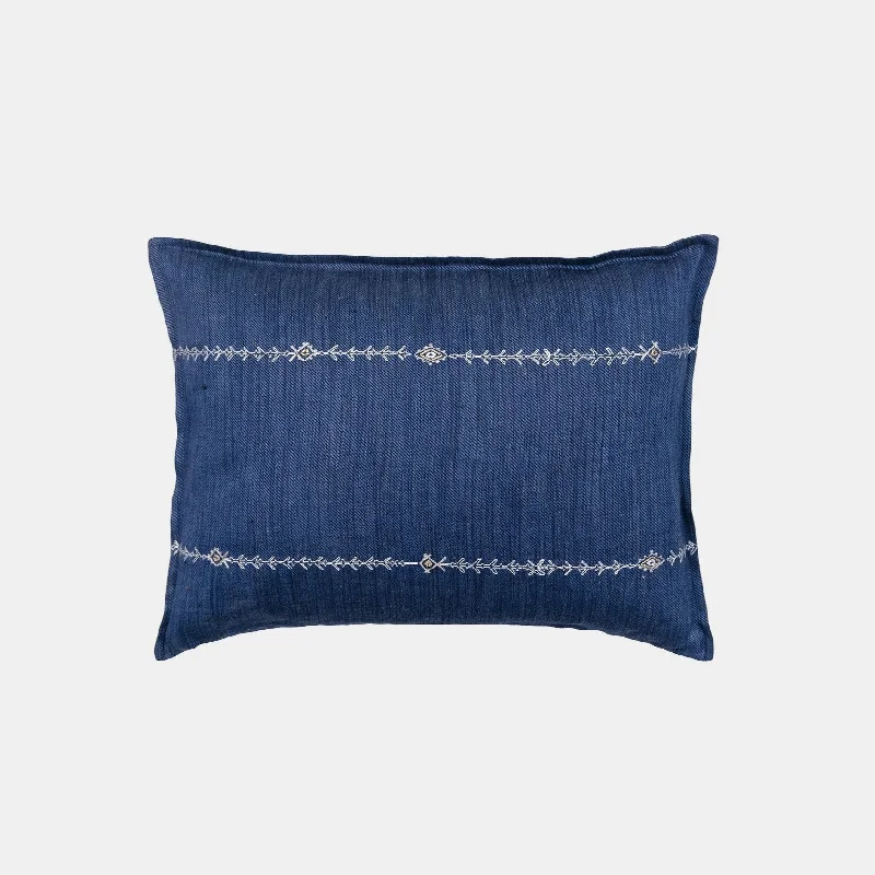 Stitch Stripe Indigo Lumbar Pillow