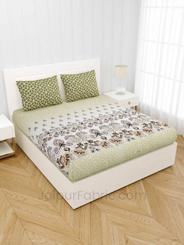 Stylish Trendy Green Premium Cotton King Size Double BedSheet