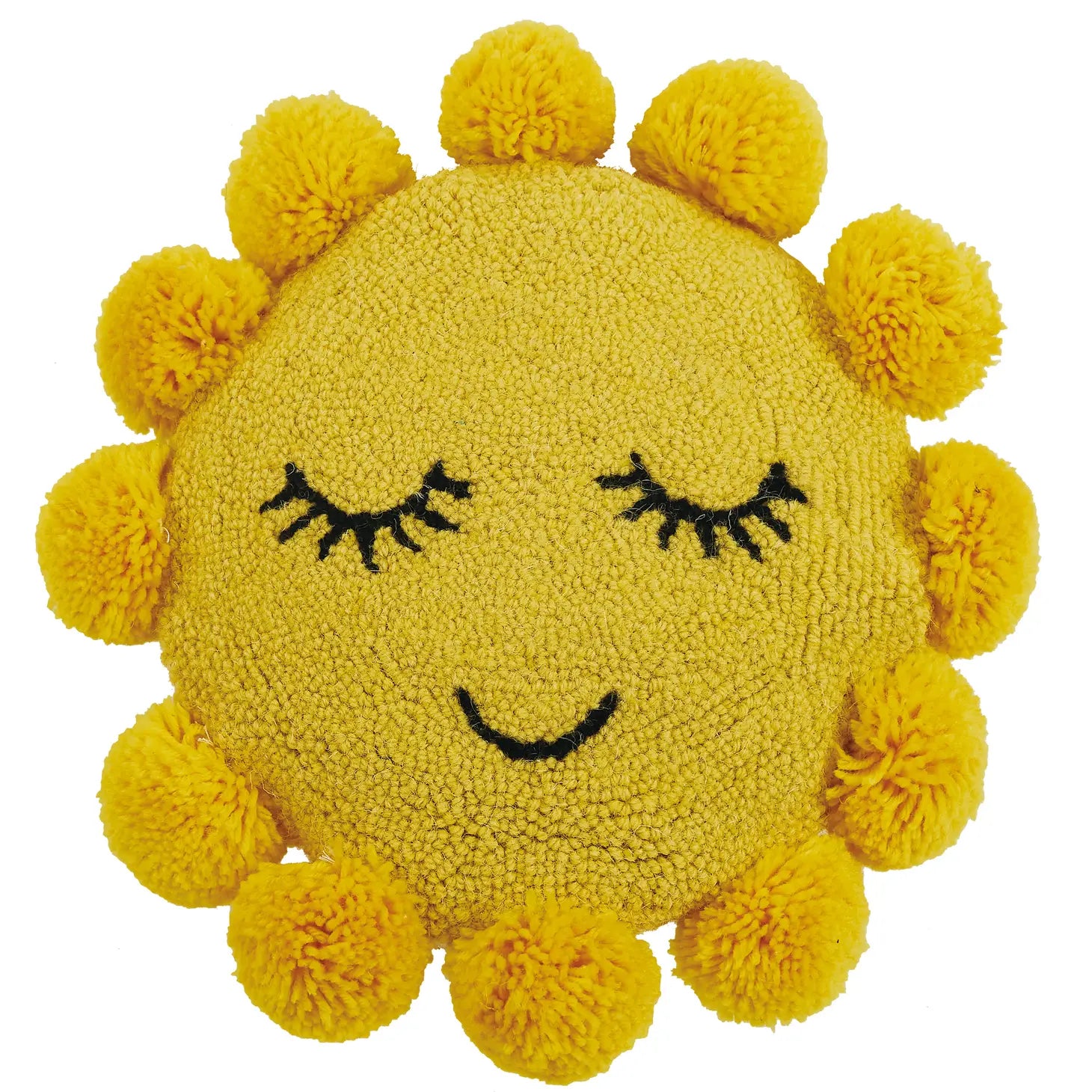 Sunshine Round Hook Pillow with Pom Poms