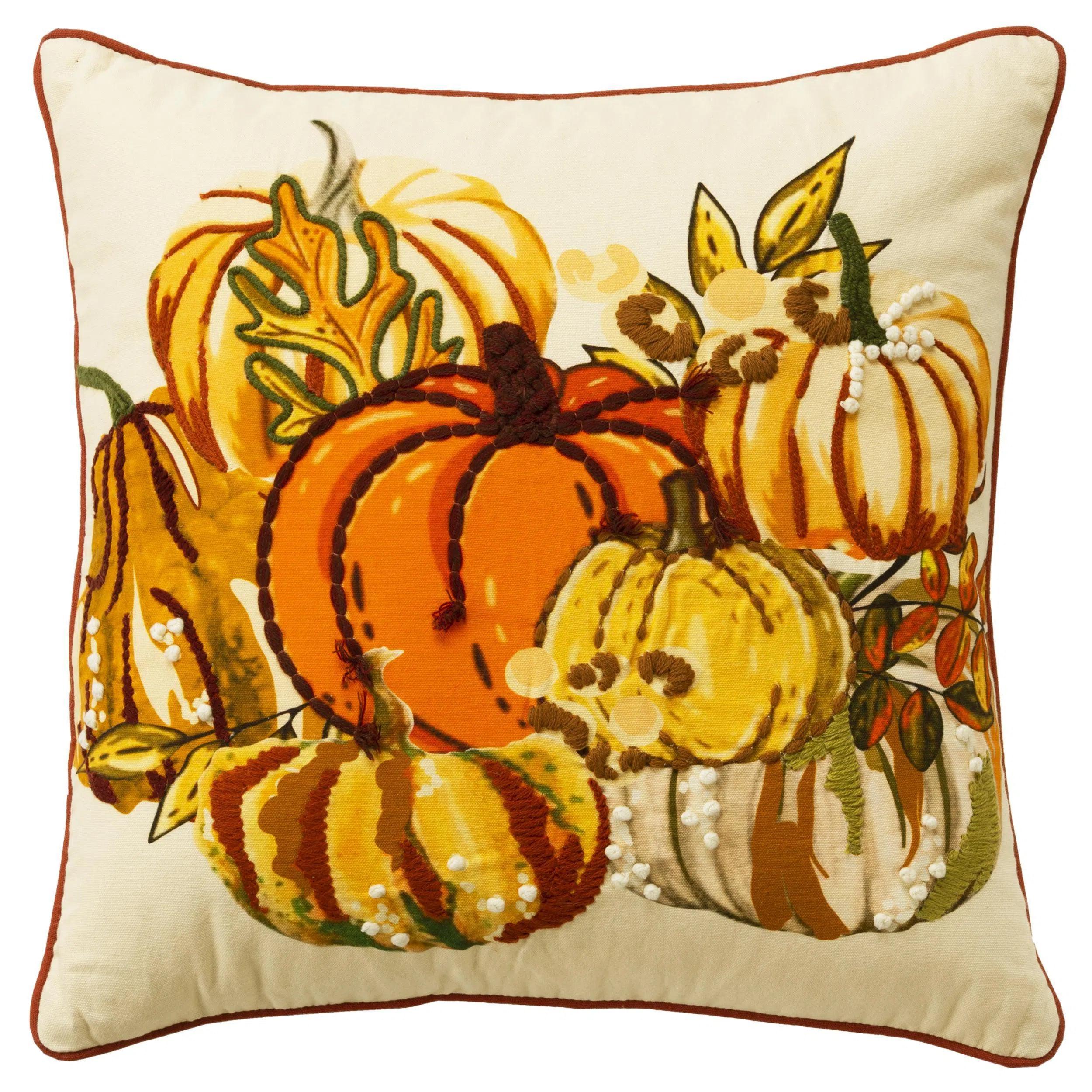 Thanksgiving Welted Pumpkin Throw Pillow Remy