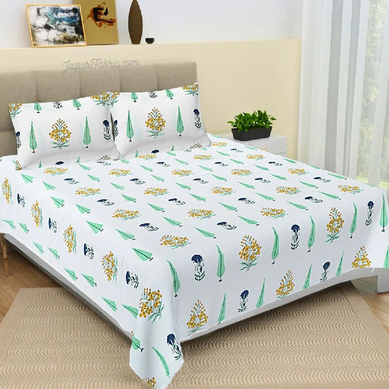 Vintage Flora Hand Block 100% Cotton Premium Bedsheet