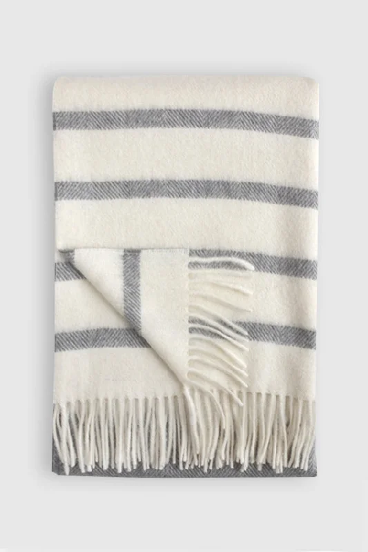 Watson Striped Alpaca Throw Off White & Dark Grey Stripes