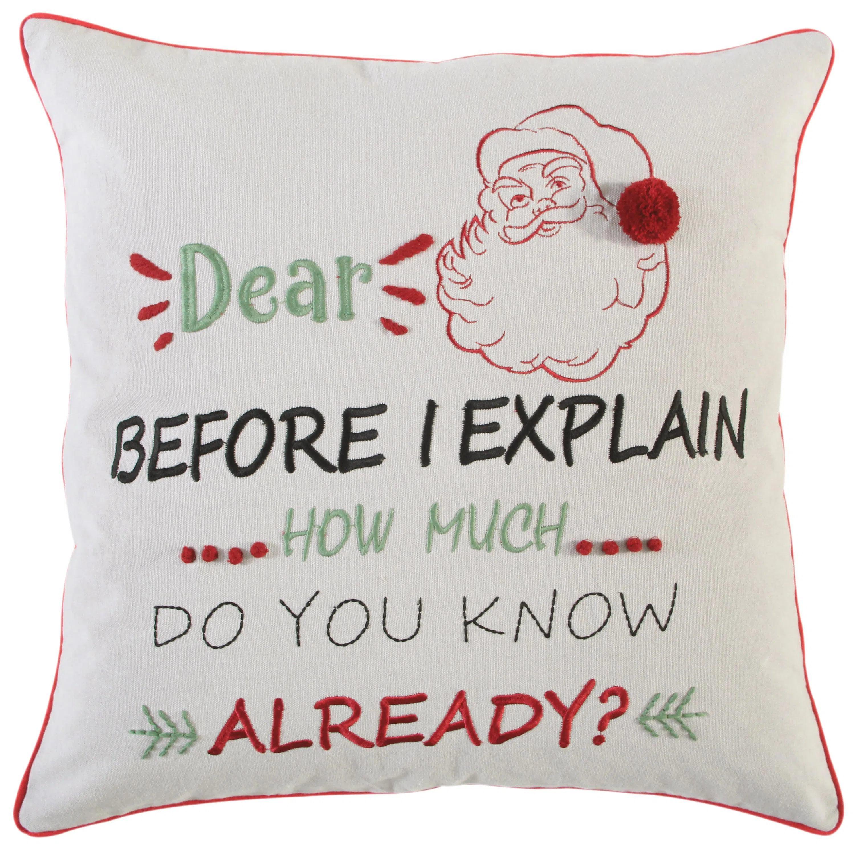 White Christmas Words Decorative Throw Pillows Lark