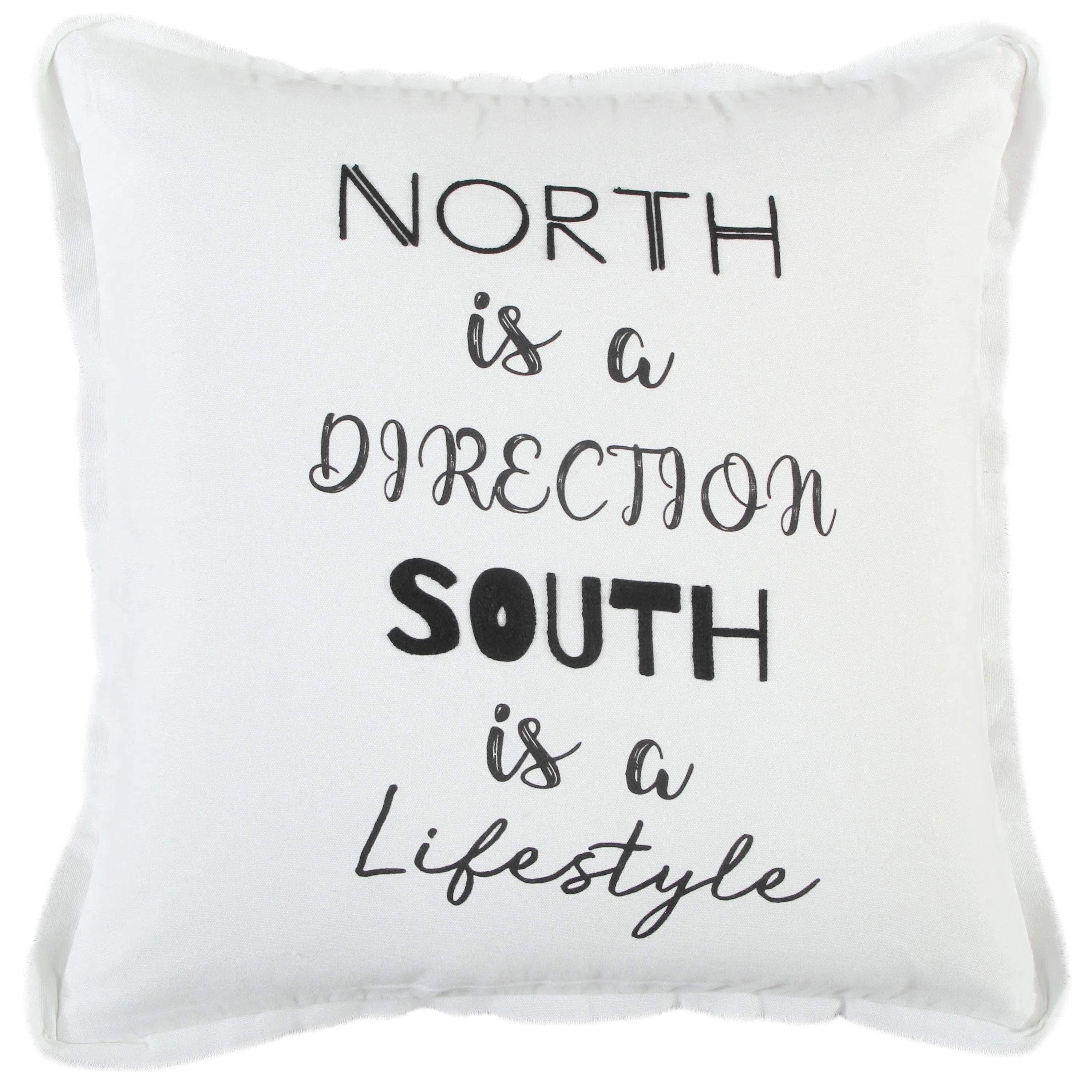 White Skye Words Decorative Pillows With Down Insert