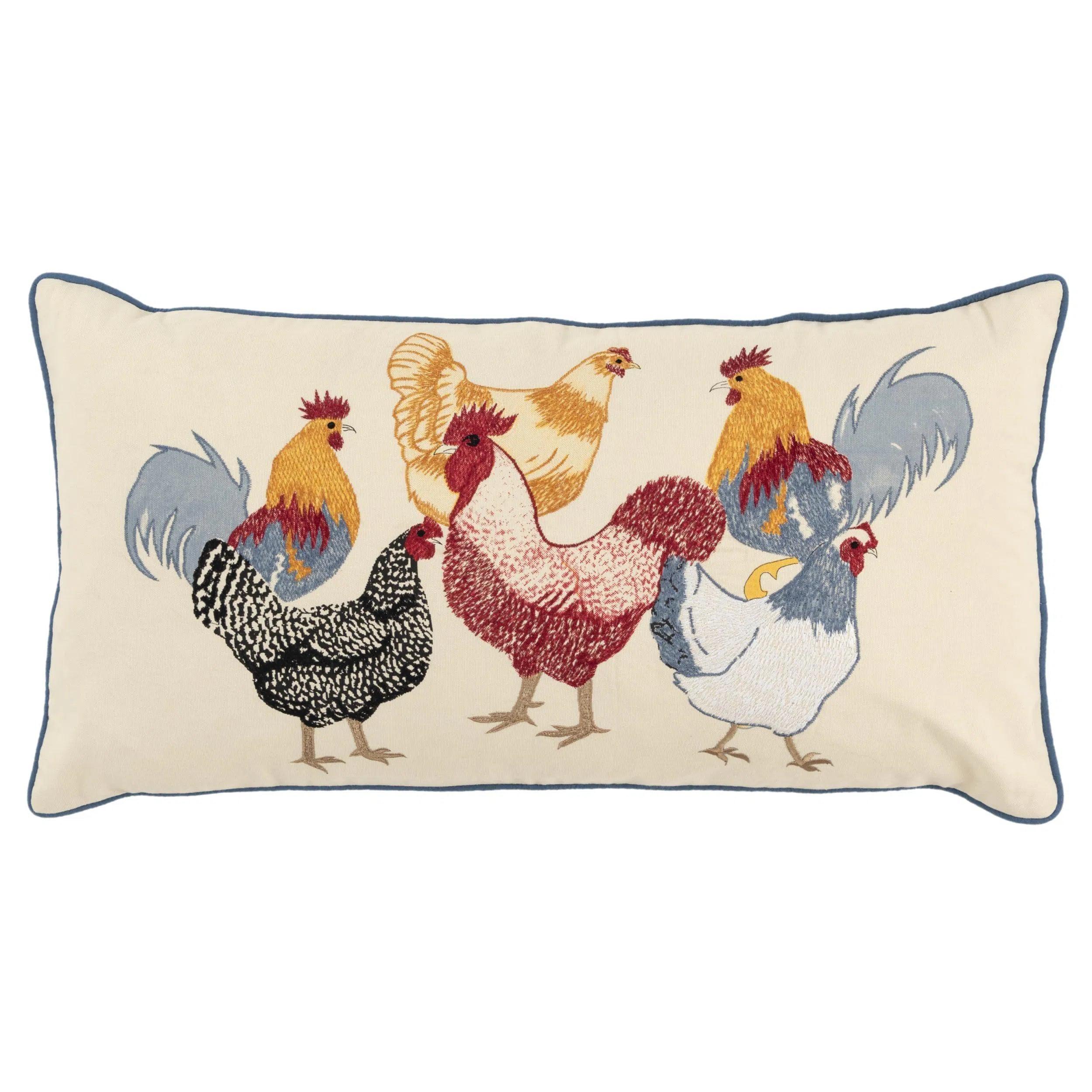 Yara Roosters Lumbar Pillow Cover With Insert Roosters