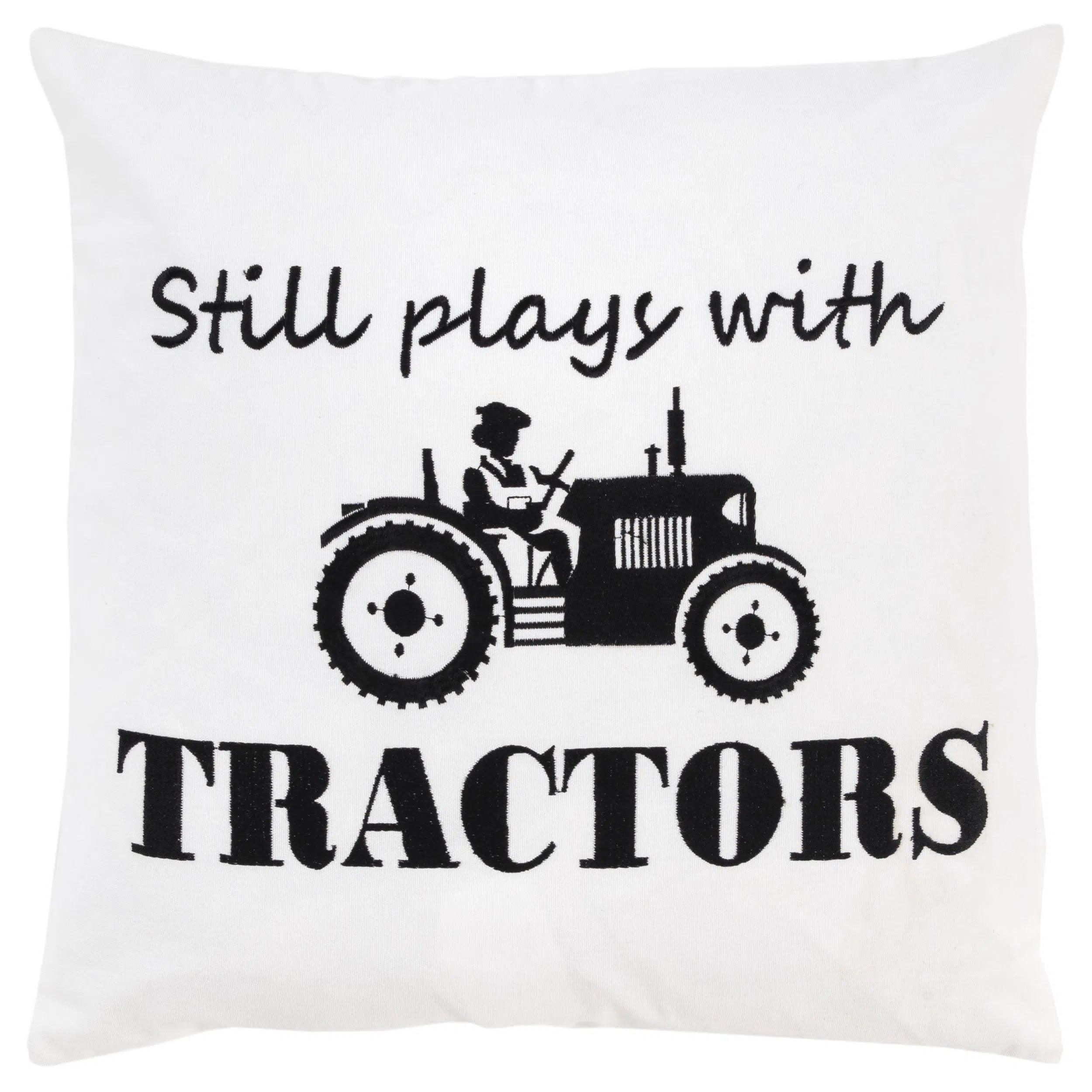 Yara Farmhouse Throw Pillow With Down Insert Tractor