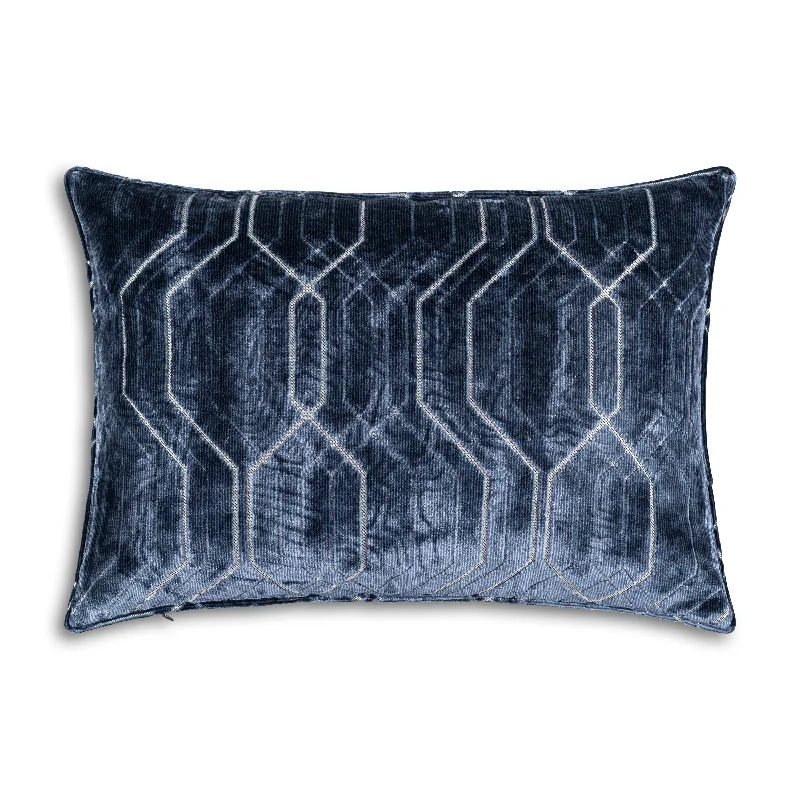 Zira Geometric Navy Lumbar Pillow